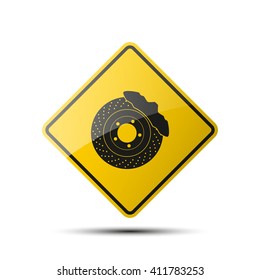yellow diamond empty road sign with a black border on white background. Vector Illustration