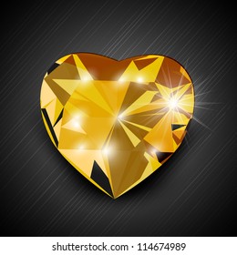 Diamantes amarillos en forma de corazón. EPS 10.