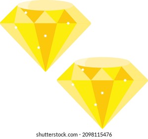 Gelber Diamant, Illustration, Vektorgrafik auf weißem Hintergrund.
