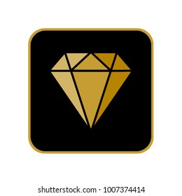 Yellow diamond on black background golden element flat vector design illustration icon logo gemstone luxury jewelry precious money celebrating crystal expensive present gift celebration betting casino