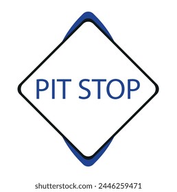 yellow diamond road sign with a black border and an image pit stop, sticker on white background. Vector Illustration
