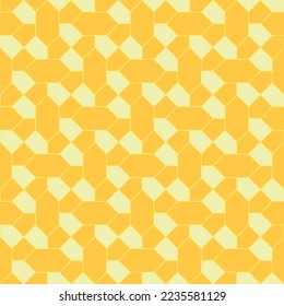 Yellow diamond shape and diagonal line pattern on light yellow background. Linked diagonal line and hexagon shape. Monochrome lattice pattern on white background.