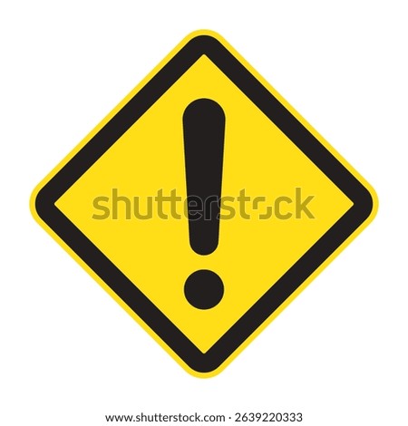 Yellow diamond warning sign with black exclamation mark. Generic caution symbol used in traffic, safety alerts, or hazard zones.