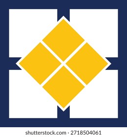 Losango Amarelo Dentro de Quadro Azul