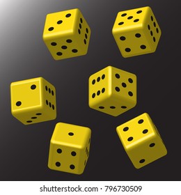 Yellow Dice with Black Points