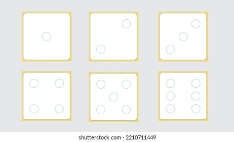 yellow dice game icon set on white background, icon for game design, flat illustration, casino concept, random symbol, luck sign, simple design