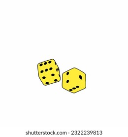 yellow dice vector for game icon, cute design illustration
