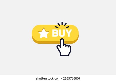 Diseño de botón digital amarillo para compras en línea con un icono de estrella