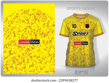 Yellow digital camouflage pattern design, illustration, textile background for sports t-shirt, football jersey shirt mockup for football club. consistent front view