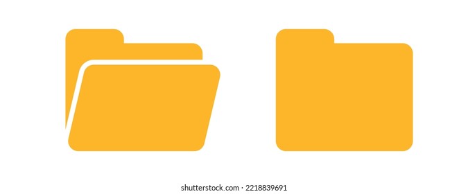 Yellow digital folder. Open and closed  directory icon.