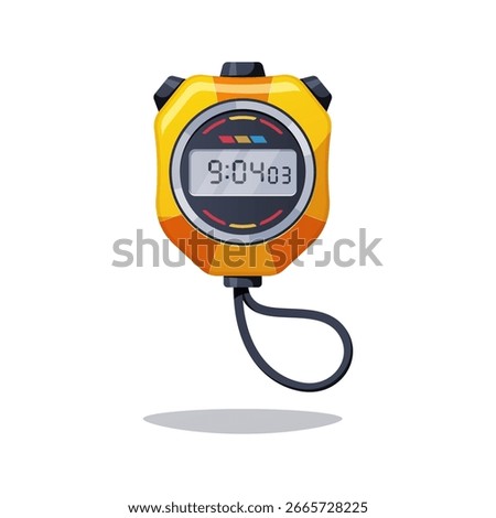 Yellow digital stopwatch vector isolated on white background.