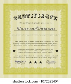  Yellow Diploma. Artistry design. Detailed. Printer friendly. 
