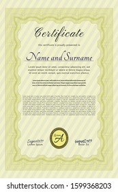 Yellow Diploma. With background. Money design. Customizable, Easy to edit and change colors. 