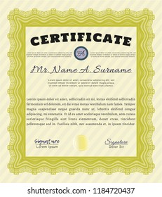 Yellow Diploma. With background. Money Pattern design. Customizable, Easy to edit and change colors. 