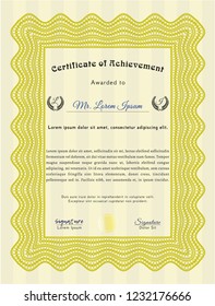 Yellow Diploma. With background. Superior design. Customizable, Easy to edit and change colors. 