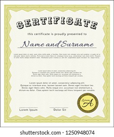 Yellow Diploma. Beauty design. Vector illustration. Printer friendly. 