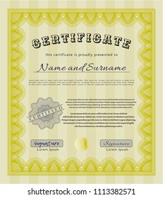  Yellow Diploma or certificate template. Customizable, Easy to edit and change colors. Easy to print. Artistry design. 