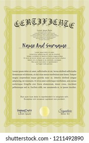 Yellow Diploma or certificate template. Customizable, Easy to edit and change colors. With background. Artistry design. 