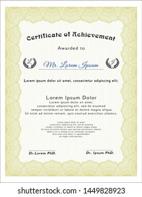Yellow Diploma or certificate template. Customizable, Easy to edit and change colors. Printer friendly. Lovely design. 