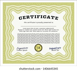Yellow Diploma or certificate template. With linear background. Customizable, Easy to edit and change colors. Excellent design. 