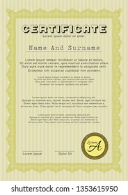 Yellow Diploma. Complex background. Customizable, Easy to edit and change colors. Elegant design. 