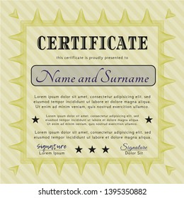 Yellow Diploma. With complex background. Money Pattern design. Customizable, Easy to edit and change colors. 
