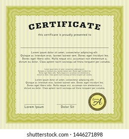 Yellow Diploma. Cordial design. Customizable, Easy to edit and change colors. With complex background. 