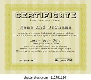Yellow Diploma. Cordial design. Easy to print. Customizable, Easy to edit and change colors. 
