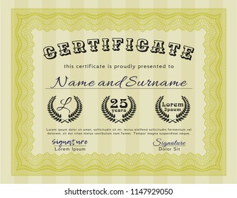 Yellow Diploma. Customizable, Easy to edit and change colors. With linear background. Money design. 