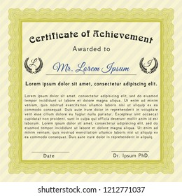 Yellow Diploma. Customizable, Easy to edit and change colors. With guilloche pattern. Artistry design. 