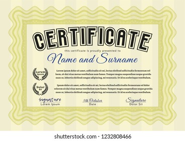 Yellow Diploma. Customizable, Easy to edit and change colors. With linear background. Elegant design. 