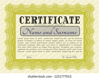 Yellow Diploma. Customizable, Easy to edit and change colors. With linear background. Good design. 