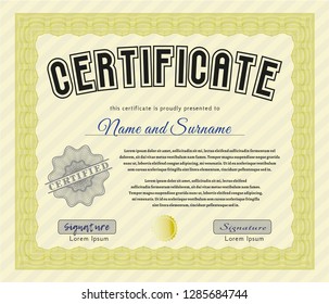 Yellow Diploma. Customizable, Easy to edit and change colors. With linear background. Elegant design. 