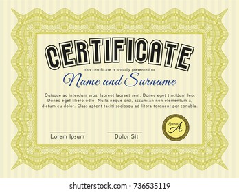 Yellow Diploma Template Certificate Template Modern Stock Vector ...