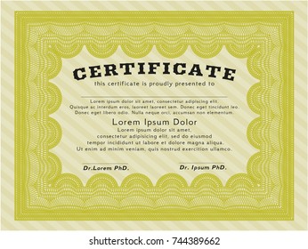 Yellow Diploma. Customizable, Easy to edit and change colors. With complex background. Sophisticated design. 