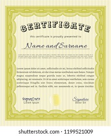 Yellow Diploma. Detailed. With linear background. Modern design. 