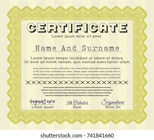 Yellow Diploma. Detailed. With quality background. Cordial design. 