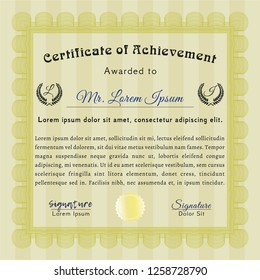 Yellow Diploma. Easy to print. Sophisticated design. Vector illustration. 