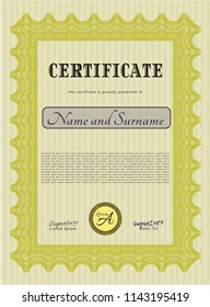 Yellow Diploma. Elegant design. Complex background. Detailed. 