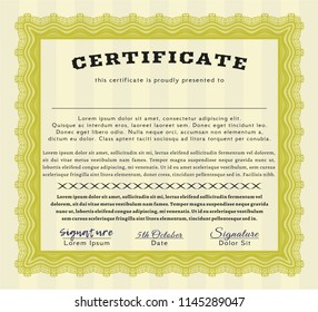 Yellow Diploma. Elegant design. Vector illustration. Easy to print. 