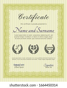 Yellow Diploma. Good design. Vector illustration. With background. 