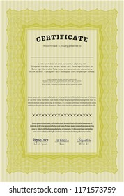 Yellow Diploma. With guilloche pattern and background. Lovely design. Customizable, Easy to edit and change colors. 
