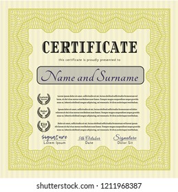 Yellow Diploma. With guilloche pattern. Customizable, Easy to edit and change colors. Modern design. 