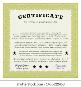 Yellow Diploma. With guilloche pattern. Customizable, Easy to edit and change colors. Beauty design. 