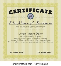 Yellow Diploma. With linear background. Beauty design. Customizable, Easy to edit and change colors. 