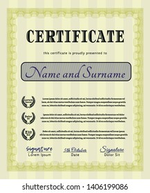 Yellow Diploma. With linear background. Detailed. Nice design. 