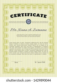 Yellow Diploma. Money Pattern. With complex background. Vector illustration. 