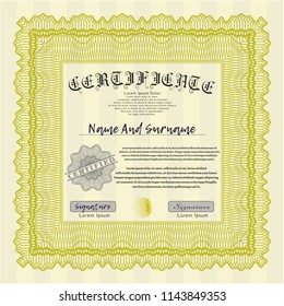 Yellow Diploma. Money Pattern. With quality background. Detailed. 