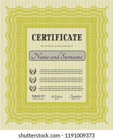 Yellow Diploma. Nice design. With complex background. Customizable, Easy to edit and change colors. 