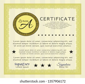 Yellow Diploma. Perfect design. With background. Customizable, Easy to edit and change colors. 